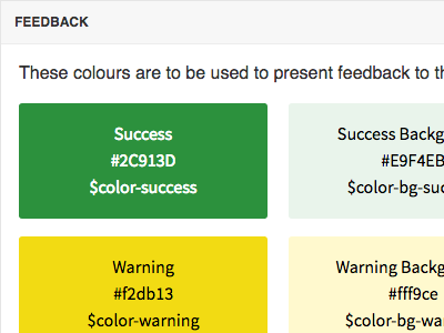 Feedback Colour Palette