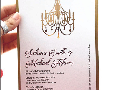 Chandelier Wedding Invitation art chandelier design foiled gold graphic handmade invitation type typography wedding layout