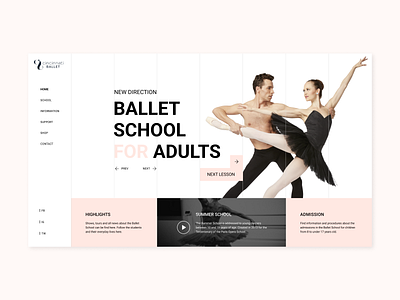 Ballet Studio Website Main Page minimalist ui website