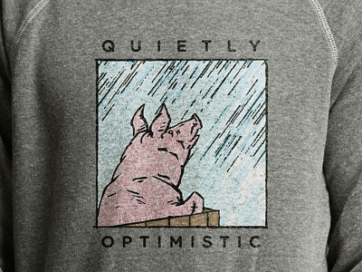 Quietly Optimistic color design gotham illustration optimism optimistic pig piggy raining t design t shirt
