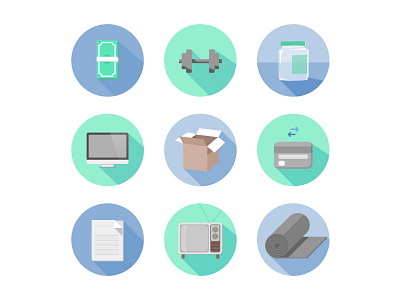 Negotiated Icons box computer credit design dumbbell icon illustration jar money paper tv yoga