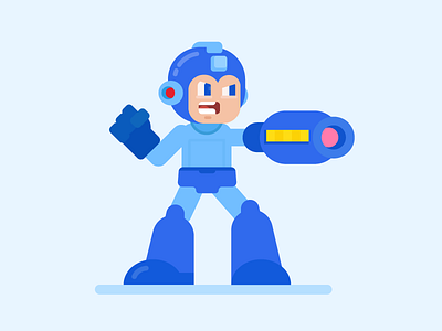 Mega Man character flat design illustration nintendo video games