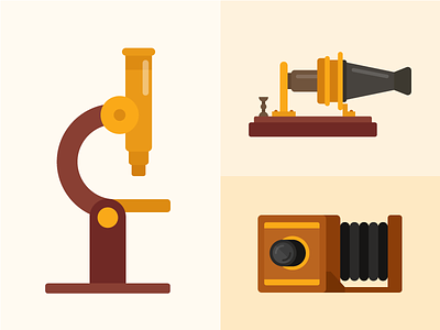 Tiny Inventions flashcards flat illustrations inventions