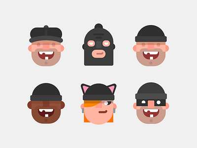 Cat Burglars avatars bots character design illustration