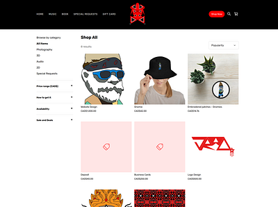 Website Shop All Page Example branding design logo shop website