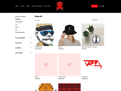 Website Shop All Page Example