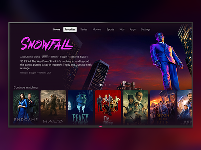 TV UI app design ios snowfall tv tvui ui ux