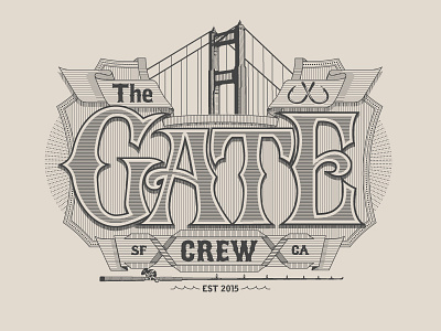 The Gate Crew c california illustration old test tshirt type typography victorian vintage