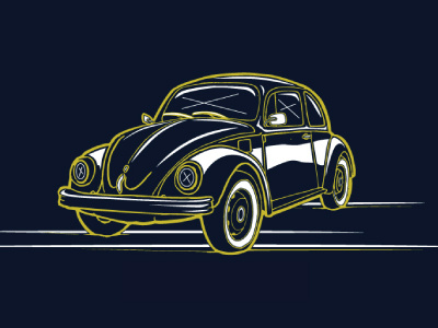 Vector 2 Color Beetle bug illustration volkswagon vw