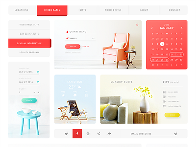 Design Challenge UI Kit booking furniture inn interior module rounded corner ui ui kit