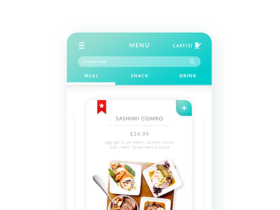 Day043 Food & Drink Menu 043 add bookmark button cart dailyui food gesture menu mobile pricing search