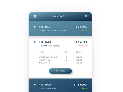 Day046 Invoice 046 bill business button dailyui invoice mobile shadow