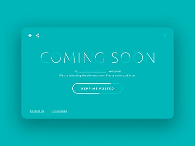 Day048 Coming Soon 048 button card coming soon dailyui icons popup subscribe turquoise typography