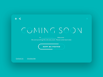 Day048 Coming Soon 048 button card coming soon dailyui icons popup subscribe turquoise typography