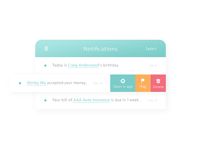 Day049 Notifications 049 actions dailyui gesture icons list mobile notifications slide tablet