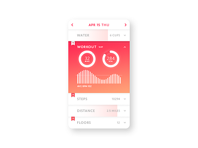 Day062 Workout of the Day 062 bar chart chevron dailyui data goals list rings shadow visualization