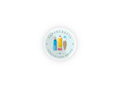 Day084 Badge 084 badge brush circle dailyui pen pencil stars