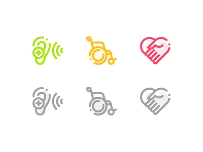 Accommodation 010/100 accessibility accommodation care hearing aid icon medical ui wheelchair