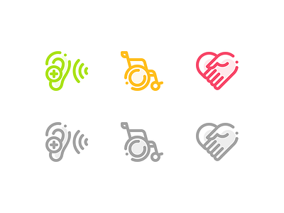 Accommodation 010/100 accessibility accommodation care hearing aid icon medical ui wheelchair