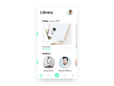 Library authors books icons mobile read scroll ui ux