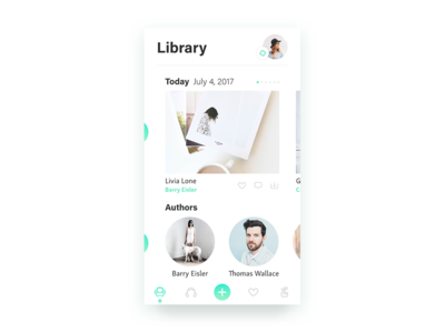 Library authors books icons mobile read scroll ui ux