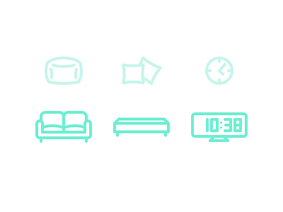 Muji style icons bedding clock furniture icons minimal muji pillows sofa