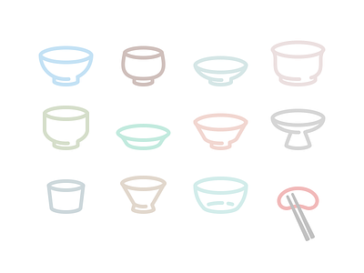 Muji style icons bowls container icon kitchen ware minimal muji