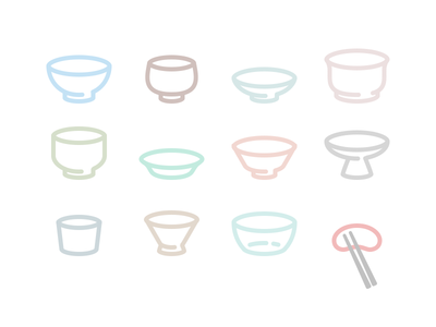 Muji style icons bowls container icon kitchen ware minimal muji