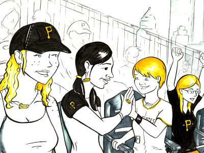 Bucs Girls baseball copic markers drawing illustration ink pittsburgh pittsburgh pirates sports