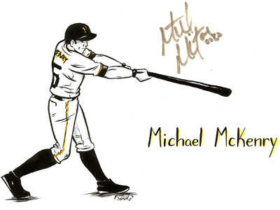 Michael McKenry baseball drawing handdrawn ink pirates pittsburgh pirates