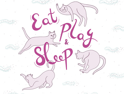EatPlaySleep cats design illustration lettering poster design