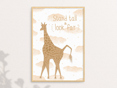 Giraffe Poster digital illustration giraffe giraffes lettering logo poster design wallart