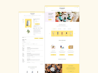 Redesign L'occitane website (Full project in the link below) body care bodycare clean ecommerce home page products purchase redesign uiuxdesign user interface uxui web design yellow