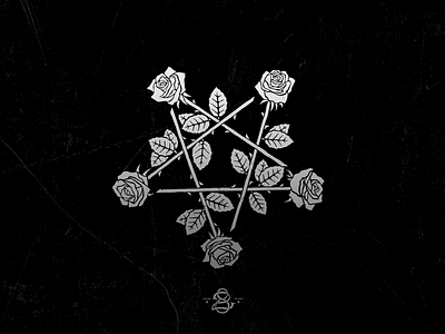 Pentagrams of roses art illustration print rose twentyeightink vector