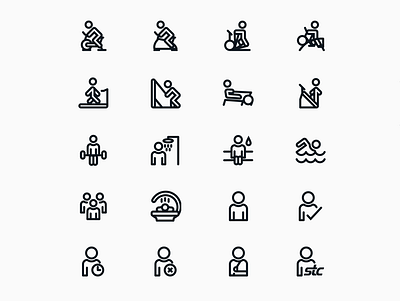 Gym icons android app apple bike crosstrainer design icon design iconography icons icons pack icons set ios rower sauna shower swim swimming training ui wattbike