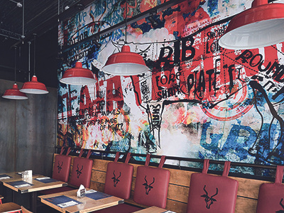 Soho Bar & Grill wall illustration dubai illustration interior restaurant soho bar grill vinyl wall graphic