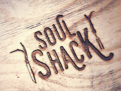 Soul Shack birmingham branding engraved food lettering logo restaurant typography wood