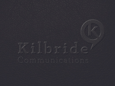 Kilbride Communications logo design branding communication design embossed font leather logo print typography
