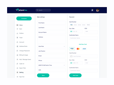 ReliantFax Setting app designer branding mobile app ui design ui designer uiux ux design ux designer web designer website design