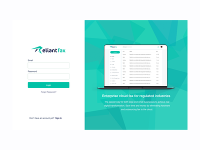 ReliantFax Login app designer branding mobile app ui design ui designer uiux ux design ux designer web designer website design