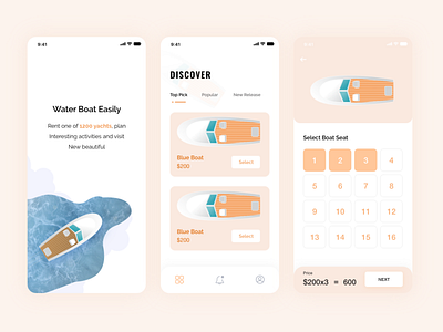 Water Boat app designer branding design illustration logo mobile app ui design uiux ux design web designer