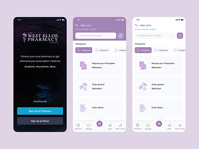 WEST ELLOE PHARMACY app designer branding design illustration logo mobile app ui design uiux ux design web designer
