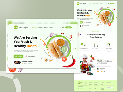 Dosa Delight- Dosa Shop Landing Page branding design dosa food graphic design illustration indian landing page logo ui