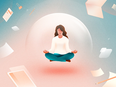 Agendrix — Can’t Stress This Enough 🧘‍♀️ bubble calculator device employee illustration manager meditation planning space stress texture work workspace yoga