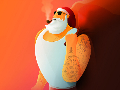 Santa hipster male santa smoking