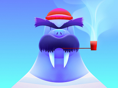 Captain Sherman affinity designer illustration morse pipe sailor smoke vector walrus
