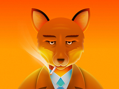 Detective Fox affinity cigarette designer fox illustration smoke vector