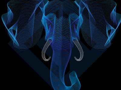 Elephant animal blue digital art elephant icon line lines logo vector x ray
