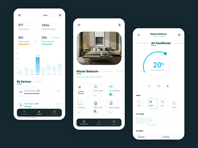 Adore : Smart Home - IOT mobile application. air conditioner app awesome design device electronics home automation home configuration home device internet of things iot mobile app mobile ui smart smart app smart home ui ux wifi