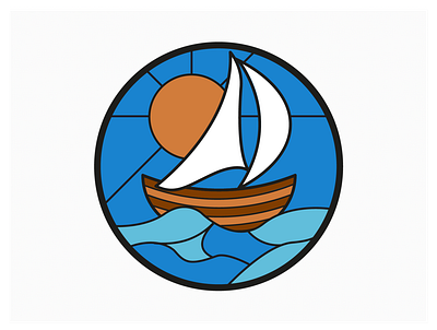 Boat boat design icon illustrator logo marine ocean sainted glass sea stained glass window vector